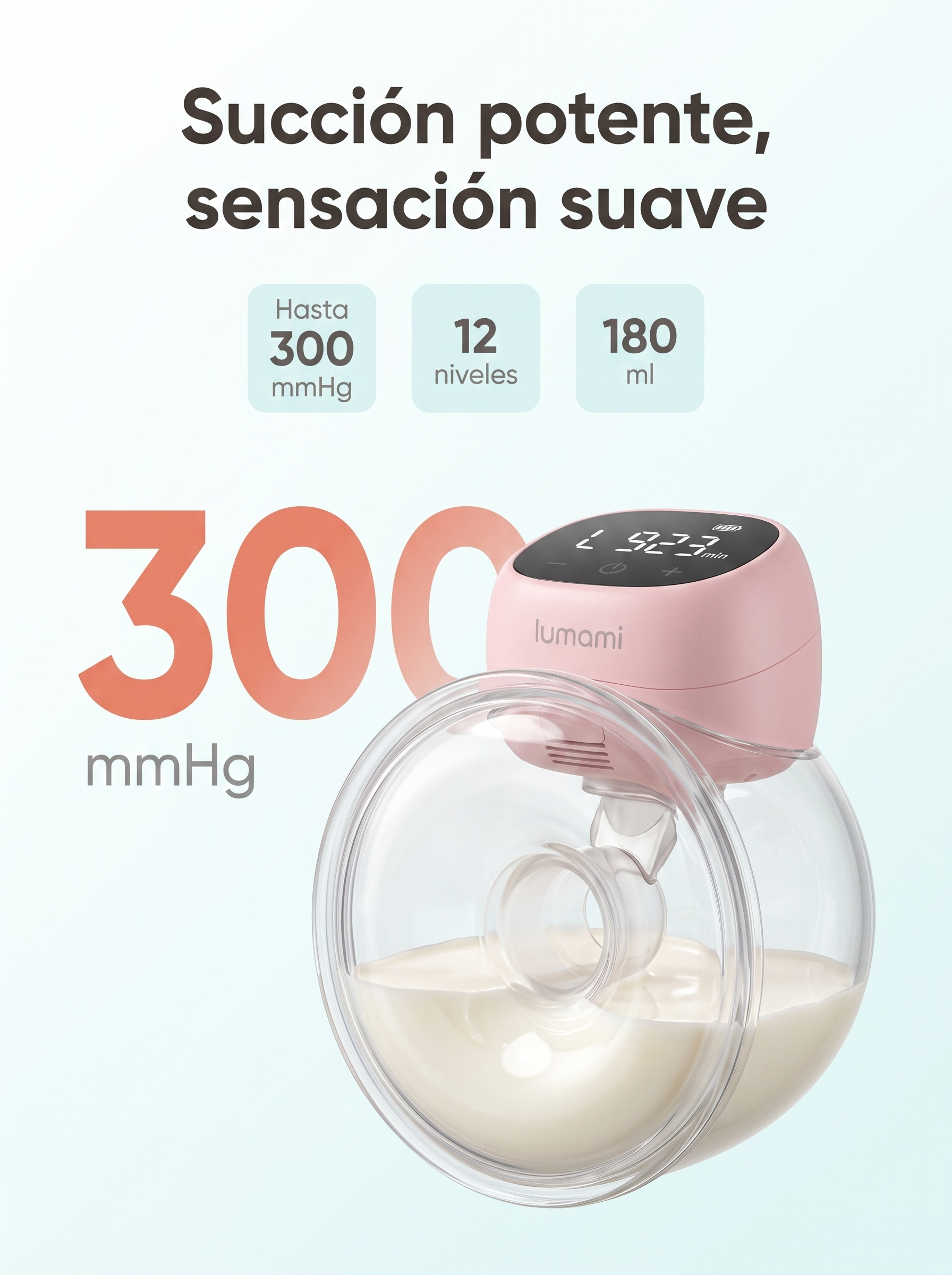 Extractor de Leche Lumami Mia S1 | Manos Libres con 4 Modos y 12 Niveles para Mamás Lactantes