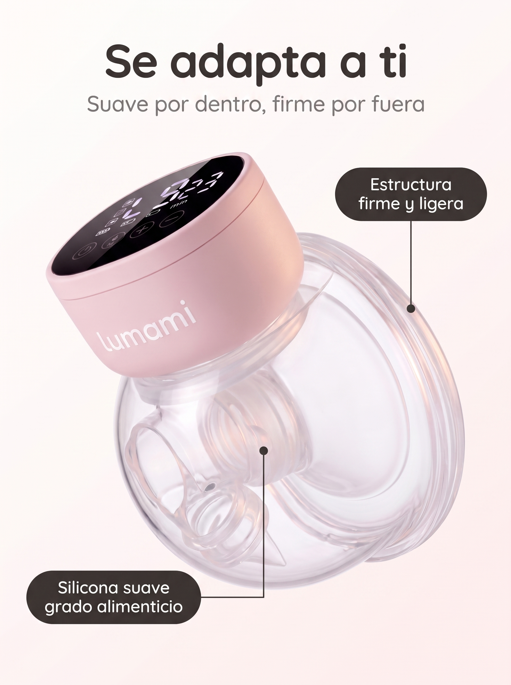 Extractor de Leche Lumami Mia S1 | Manos Libres con 4 Modos y 12 Niveles para Mamás Lactantes