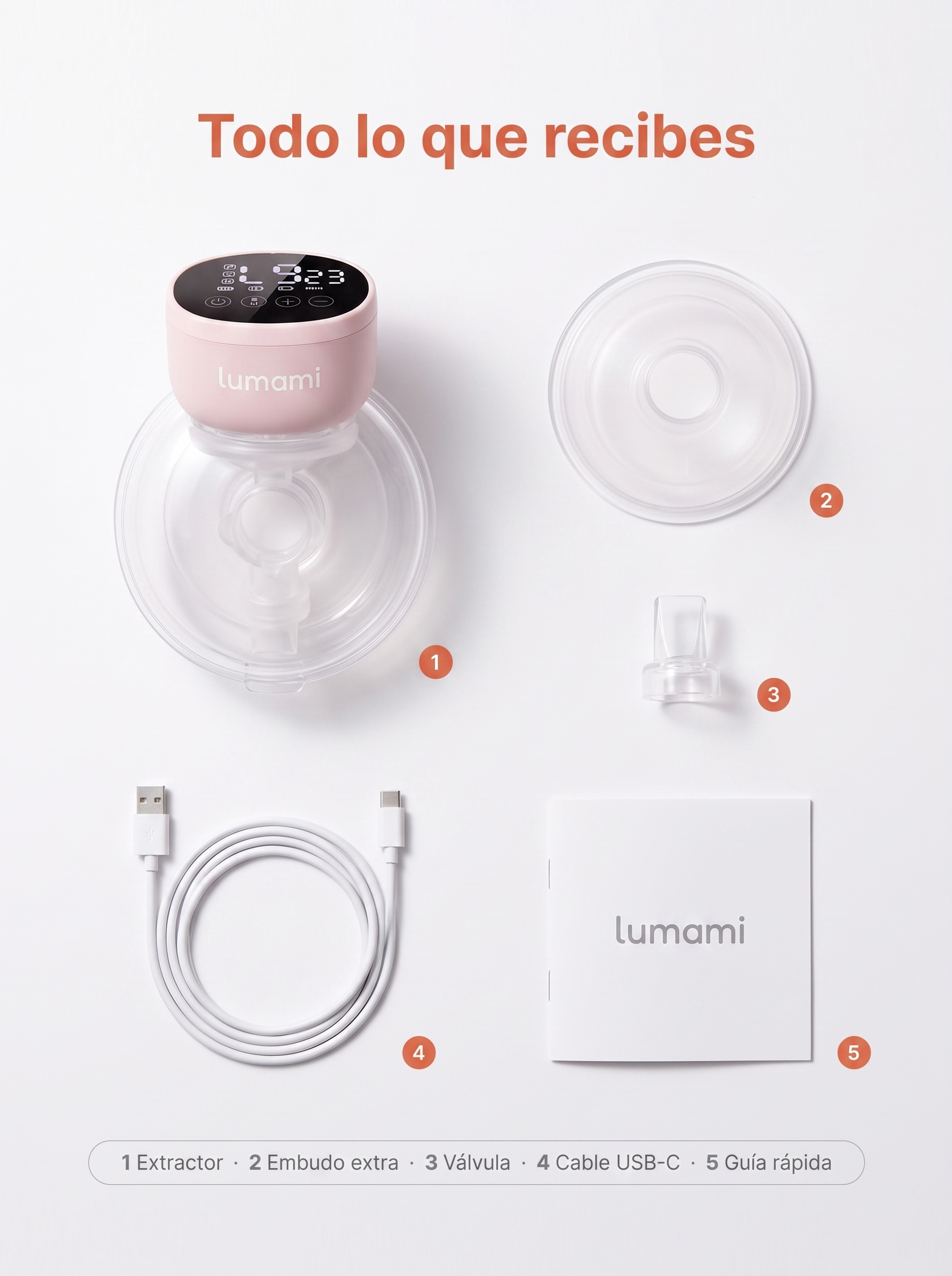 Extractor de Leche Lumami Mia S1 | Manos Libres con 4 Modos y 12 Niveles para Mamás Lactantes