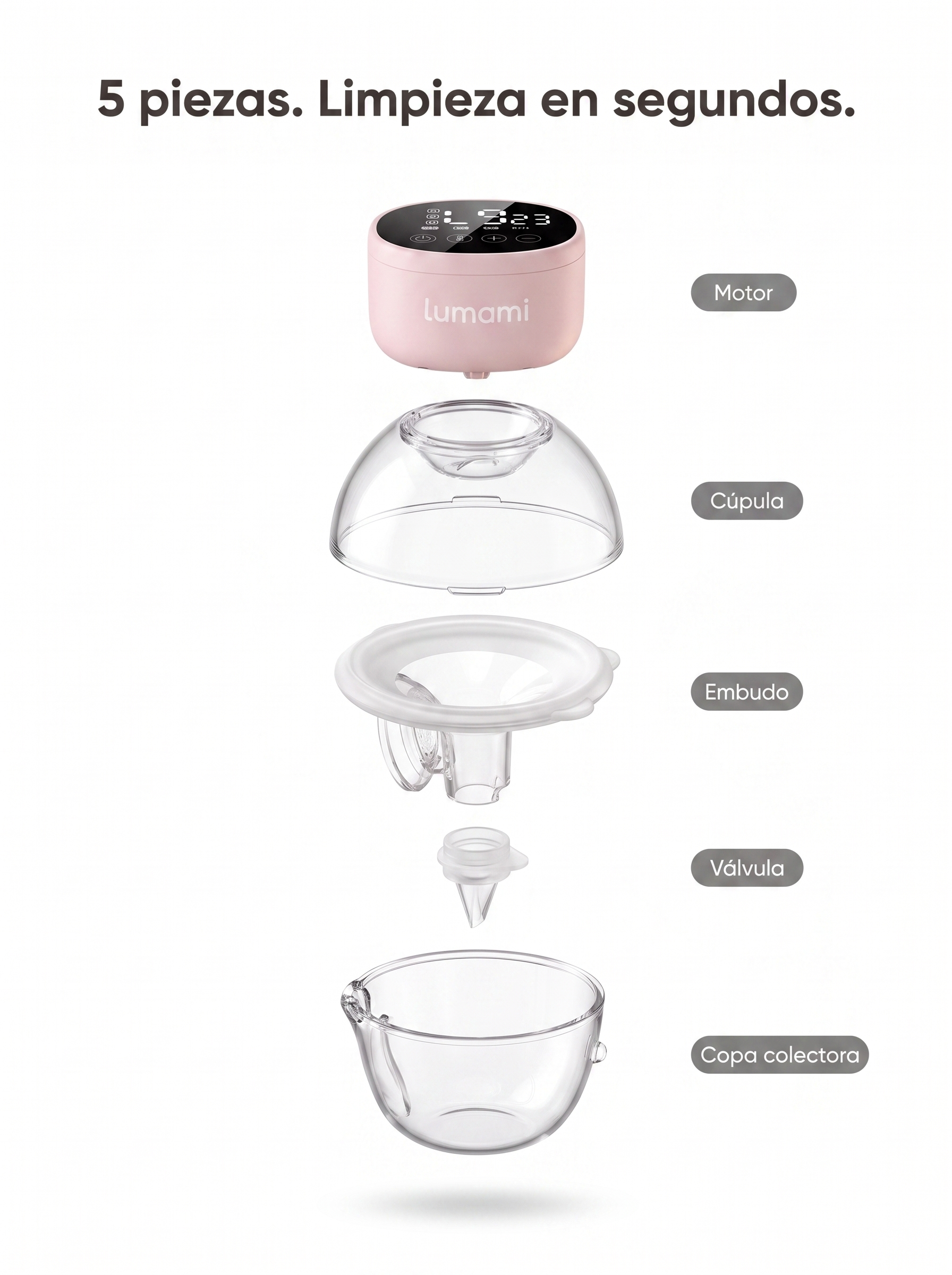 Extractor de Leche Lumami Mia S1 | Manos Libres con 4 Modos y 12 Niveles para Mamás Lactantes